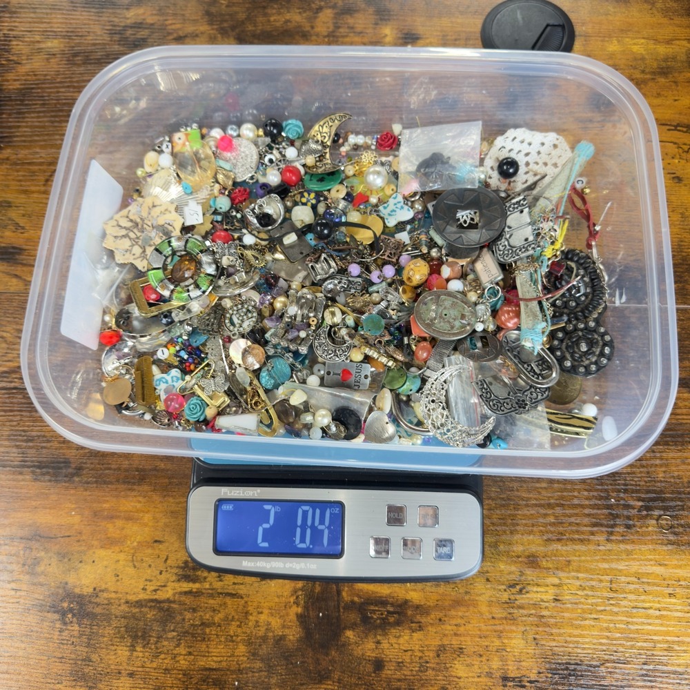 Craft Beading Jewelry Lot Mixed Costume Pieces DIY Upcycle Repair 2.04 lbs Total